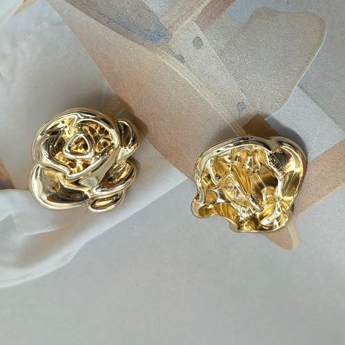 XCSJ 10 Pcs Rose Knöpfe Gold Aus Zinklegierung, 23mm Knöpf Metall Vintage Dekorative Knöpfen Goldene Knöpfe Zum Annähen Für Mantel, Blazer, Hemd, Jacke, Uniform, Diy (Gold, 23mm)