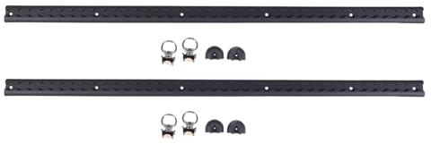 Aramox 2 Pack L Track Tie Down System Cargo Track Rail 1 Meter Long Aluminum with 4 Sliding Ring Fittings for Motorcycles ATVs Trucks Trailers (Black)
