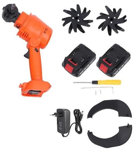 -Gartenfräse, 21 V batteriebetriebene Bodenfräse mit 4 Zoll Arbeitsbreite, Leichter elektrischer Grubber für Hausgartenarbeit und Bodenvorbereitung mit EU-Stecker