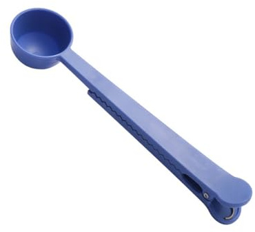ALCXAZS Clip sellador de Alimentos 2 en 1, Cuchara de Sellado Aperitivos para conservación Cocina, Bolsa plástico extraíble con Mango Largo, Abrazadera Lavable en la Boca, Azul