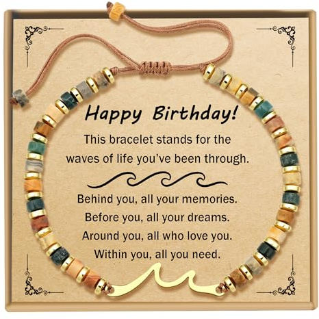Sereney Birthday Gifts for Women Unique, Handmade Wave Bracelet as Happy Birthday Jewelry Bday Bracelet for Her Daughter Best Friend Sister Grandma Grilfriend