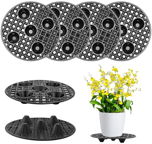 Infreecs 6 stycken blomkrukor underlägg runda 20 cm, blomkruka nätdynor, plast blomkruksgaller dräneringsgaller, kruka underlägg växter för bonsai och balkong, trädgård, inomhus och utomhus