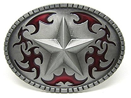 LKMY West Silver Star bältesspännen för män, vintage stil amerikansk cowboy bältesspänne, Grå, en storlek