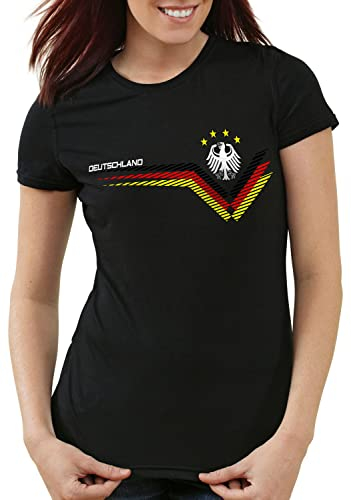 style3 Tyskland EM 2020 dam t-shirt Tyskland fotboll europamästerskap tröja, svart, M