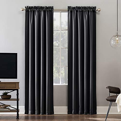 Sun Zero Theater Grade Extreme 100% Blackout Rod Pocket Curtain Panel, Polyester, Coal Gray, 52 W x 95 L (Pack of 1)