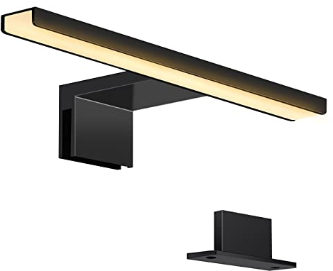 ERWEY 5W Lampada da Specchio LED per Bagno 3000K Bianco Caldo, 30cm 400lm Lampada da Armadio IP44, Lampada da Bagno Nera per Spechio Luce per Trucco (300mm)