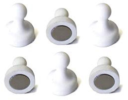 ALLboards Neodym-Magnet-Set 6 Stück Kegel Weiß Robust Stark Hohe Anziehungskraft, Ideal für Glasboards