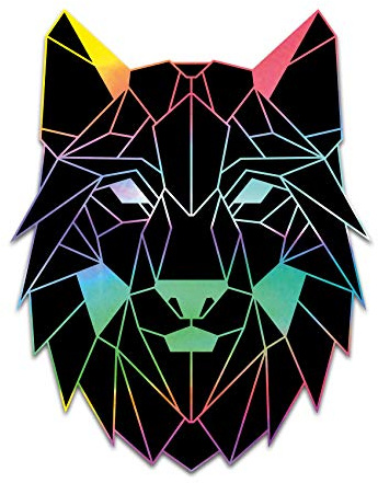 2 x Polygon Tier Sticker Hologramm Aufkleber Tiere Origami Geometrisch Selbstklebend Kunst für Auto Motorrad Laptop Kühlschrank Wand Dekor R117 (Wolf)