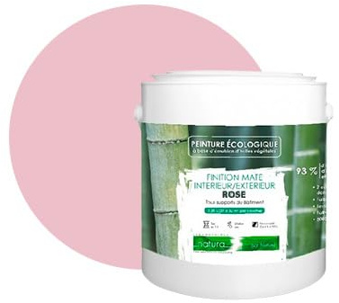 BOX DECO COULEURS Pintura natural ecológica interior exterior con aspecto mate Natura – 2,5 l/33 m² [Clase energética A+], rosa