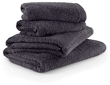möve Superwuschel Handtuch-Set, 2 Duschtücher 80 x 150 cm & 2 Handtücher 50 x 100 cm, Made in Germany, 100% Baumwolle, Dark Grey