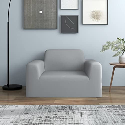 vidaXL Stretch Sofahusse Wiederverwendbar Sofabezug Sofa Abdeckung Überwürfe Universal Stretchhusse Sofaschoner Grau Polyester-Jersey