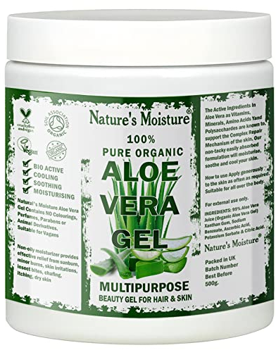 100% Pure Aloe Vera Gel from Freshly Cut Aloe Ideal for all skin & hair types After Sun Care, Dry Skin Hydration, Acne, Suitable for Face, Body, Hair, Cruelty-free Big 500g