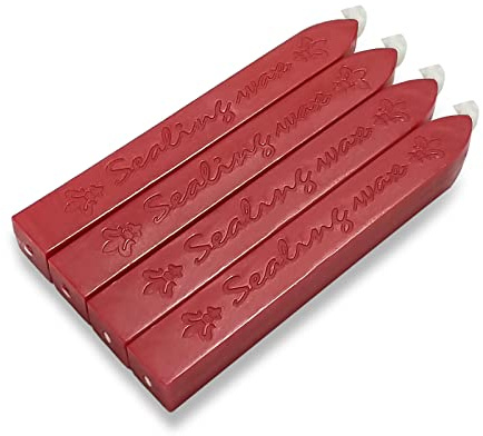 4 stycken retrosigillvax, sigillvaxstavar med vekar, vaxtätning för vintage, sigillack, stämplar och brev, inbjudningar, paket (röd)