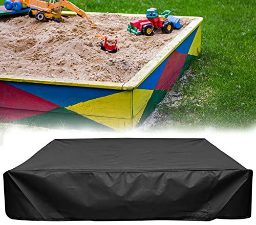 Sandkasten Abdeckung 120X120cm,RUNEAY Schwarz Oxford-Stoff Sandkastenabdeckung mit Kordelzug,Abdeckplane Wasserdicht & Staubdichte,für Sandkasten,Pool,Terrase,Garten