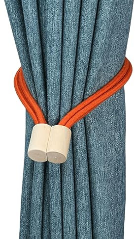 Gardinenbänder 2 Stück Gardinenseilband Magnetvorhang Krawattenband Gardinenclip Gardinenbesatz, Orange