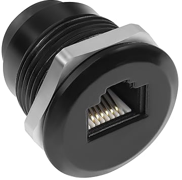 QIANRENON Adattatore per presa telefonica con fissaggio filettato RJ12, CAT3, RJ12, 6P6C, da femmina a femmina, per comunicazioni vocali, modem telefonici