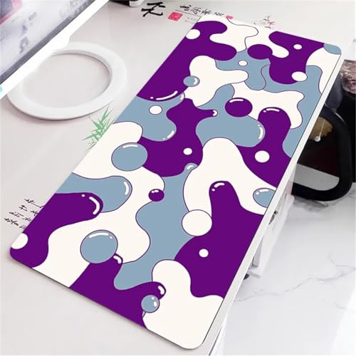 Grand Tapis de Souris Violet Blanc Gris XXL Gaming 1200x600mm Tapis de Souris avec Base en Caoutchouc antidérapante pour Souris et Claviers Gamer