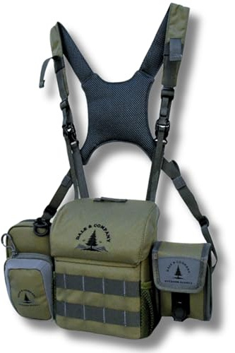 Dale & Company Recon Pro Fernglas-Brusttasche mit Magnetverschluss – wasserdichte Bino-Tasche mit Entfernungsmesser-Tasche, Handyhalter, Objektivreiniger – perfekt für Jagd, Wandern, Vogelbeobachtung