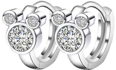 HinDaLi Creolen Mini Maus Ohrringe Silber 925 für Damen Frauen Mädchen
