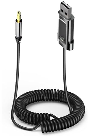 KUKUPOW Receptor Bluetooth 5.2 para Coche con USB y Jack 3.5mm, Adaptador Auxiliar Bluetooth Coche para Carro AUX Audio Micrófono Integrado, Llamadas Manos Libres