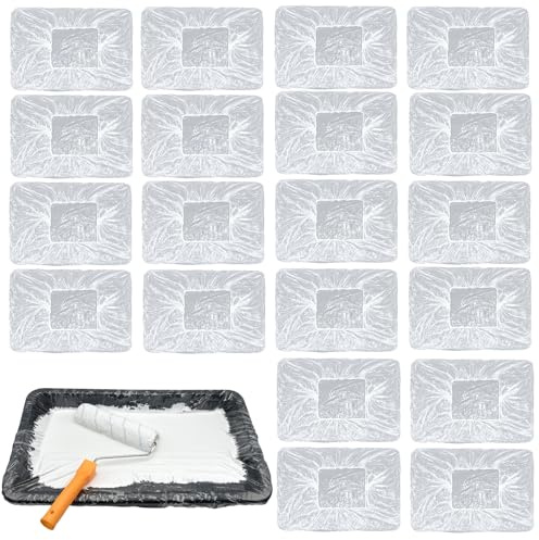 Enprotty 20 Pcs Paint Tray Liner Disposable – Thickened 18 Inch Paint Tray Liners Disposable for Paint Roller Tray – Durable Paint Pan Liners for Paint Pans Trays – for House Walls Ceilings Painting
