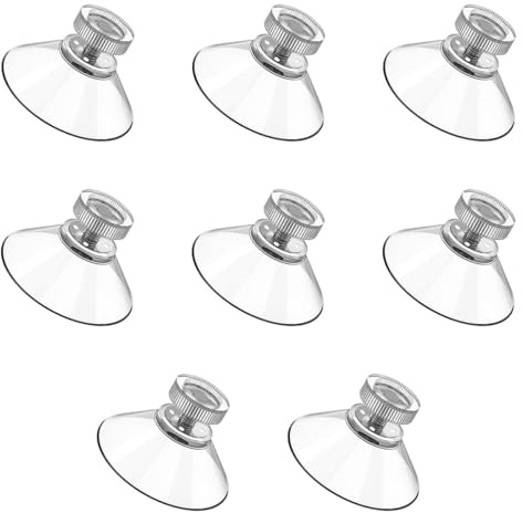Clear Suction Cups, 40mm Big Suction Pads with M4 Thread Screw, Window Suckers for Glass, Plastic Adhesive Suction Holder for Daily Hanging in Bathroom Kitchen Wall Door (Transparent, 8 Pcs)