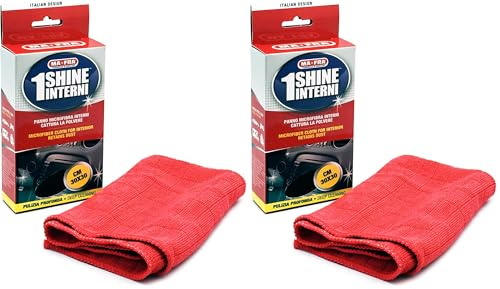 Mafra, 1Shine Interior, Chiffon de Nettoyage intérieur de Voiture en Microfibre, capturant la poussière, idéal pour Nettoyer Les Tableaux de Bord et Les Plastiques, Rouge, Taille 30x30cm (Lot de 2)