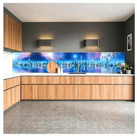 Dimex Küchenrückwand Folie selbstklebend FUTURISTISCHE Stadt | Klebefolie - Dekofolie - Spritzschutz für Küche | Made in EU - 350 cm x 60 cm