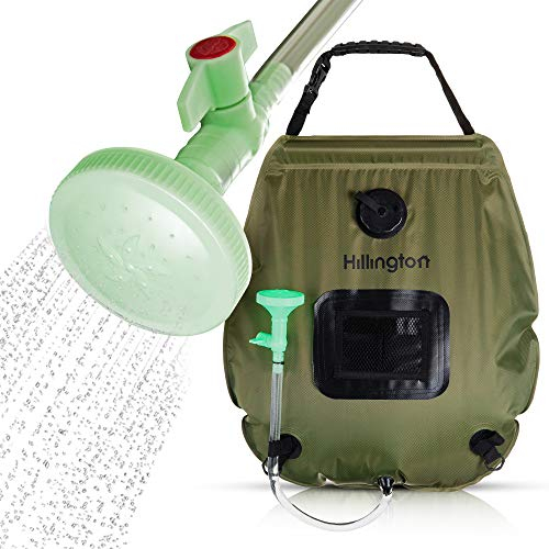 Fineway Premium 20L Solar Heating Camping Shower Water Bag For Hot Water With Temperature Thermometer 45°C – Removable Hose On/Off Head – For Camping Hiking Bathing Summer Garden Shower 5 Gallons