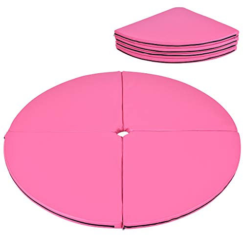 DREAMADE Stangentanz Schutzmatte, Pole Dance Matt Fall-Matte, Crashmatte Sicherheitsmatte Faltbar Φ 150 cm (Rosa)