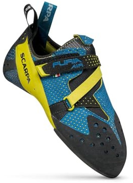 SCARPA Furia Air Rock Climbing Shoes for Sport Climbing and Bouldering - Specialized Performance for Sensitivity and Breathability - Baltic Blue/Yellow - 5