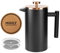 MaxMiuly French Press 1 Litre/8 Cup Cafetiere Black Coffee Press Double Wall Stainless Steel Coffee Maker and Tea Maker with Rose Gold Metal Lid and Extra Replacement Filter Mesh Coaster Mat