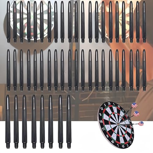 Tige de Fléchettes,Arbres de Fléchettes en Nylon,Arbres de Fléchettes Filetées,2BA Embouts de Fléchettes en Plastique,Accessoire Fléchettes,Convient pour Les Jeux D'intérieur en Plein Air,Noir,50PCS