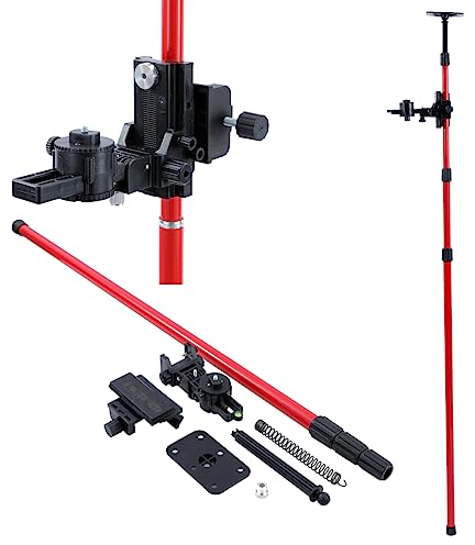 TOPWAY Asta Telescopica per Livella Laser 115-300 cm Regolabile Altezza Estensibile dal Pavimento al Soffitto con Supporto e Borsa in Nylon