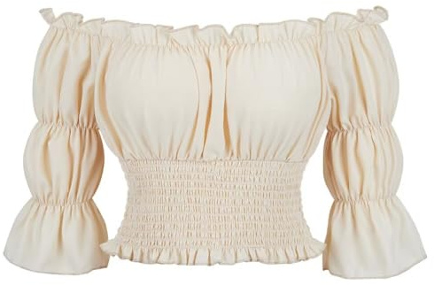 Josamogre Chemise Costume Medieval Femme Renaissance Pirate Deguisement Adulte Rétro Victorien Épaule Dénudée Élégante Sexy Top