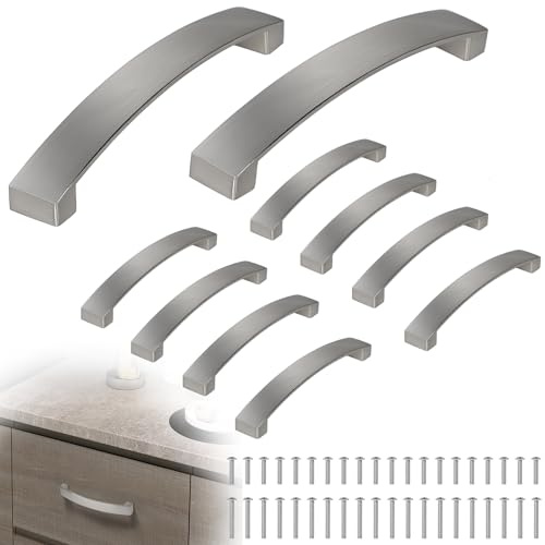 DBREAKS 10 Stück Möbelgriff, 128mm Lochabstand Stangengriff, Schubladengriffe mit Schrauben, Küchengriffe Schrankgriffe Bügelgriff Kommodengriff, Türgriffe für Küchenschränke(Silber)