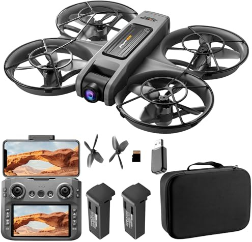 OBEST RC Drone With Screen On Controller (5.9in), Brushless Motor Drone with Dual Cameras (Electric Angle Adjustment), Optical Flow Positioning, 6CH Gyro, WIFI FPV, 100m Range, True 12-15min Flight (1800mAh), 3 Speeds, Headless Mode, LED Lights, USB Rechargeable