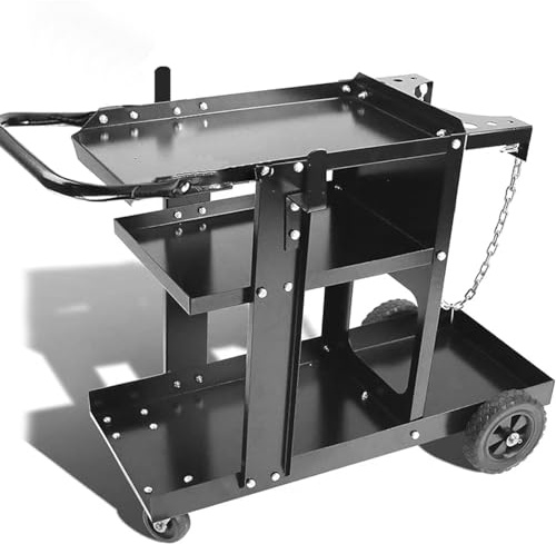 Welding Trolley for MIG Welding Machine, Welding Cab, Miller Welding Machine, Welding Equipment, Plasma Cutter, Robust Trolley with 400 lbs Load Capacity, Gas Bottle Storage