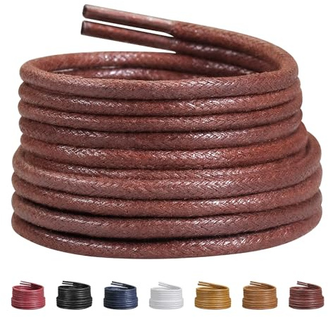 LyloLyla 2 paia di lacci per scarpe da uomo e donna, stringhe per scarpe formali Oxford e stivali, lacci rotondi sottili cerati da 0,9 cm