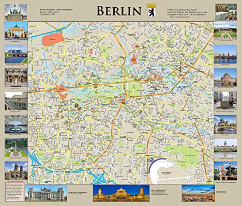 Straßenkarte Berlin 64 qkm - Papier laminiert - ideal für Klassenzimmer Reisen Zuhause und Büro - 100 x 85 cm