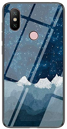 MadBee Funda para Xiaomi Mi A2 / Mi 6X [con Protector de Pantalla],9H Cristal Templado [Cielo Estrellado] + Borde de TPU Silicona Suave Fundas Case Cover (Cielo Estrellado Azul)