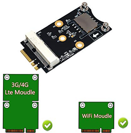 LeHang Adattatore A/E da Mini PCI-E a M.2 (NGFF) con Slot per schede SIM per modulo WiFi/WWAN/LTE