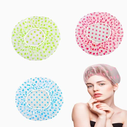 Cuffia Doccia, 3 Pezzi Riutilizzabile Cuffia da Bagno Donna, Fascia Elastica Impermeabile Cuffia da Bagno in Plastica, Donne Capelli Protezione per Donna Doccia Spa Salon Bagno Uso Domestico