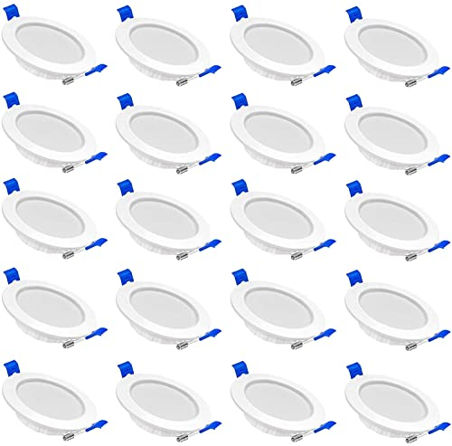 YUENFONG LED Einbaustrahler 20X5W Flach Einbauleuchte Spot Strahler Deckenstrahler, Badleuchte Einbauspot für Wohnzimmer Schlafzimmer und Küche (20er Set, Kaltweiß)