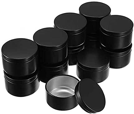 Imirootree 30 Stück Schwarz Aluminium Vorratsdose Behälter Nachfüllbare Metallkerzendosen mit Deckel für Kerzenherstellung, Kunsthandwerk, Küche Gewürzaufbewahrung（50g）