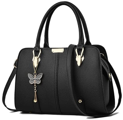 FANDARE Damen Handtasche Tote Beutel PU-Leder Umhängetaschen Schultertasche Wasserdicht Henkeltaschen für Reisen Einkaufen Arbeiten Schwarz