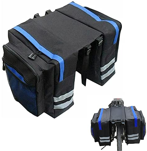 Fahrradtaschen Gepäckträger, Gepäckträgertasche, Wasserdichte Packtaschen Fahrräder, Fahrrad Gepäckträgertasche, Doppeltasche Fahrrad Wasserdicht, für Pendlergepäckträger mit Regenschutz, Blau