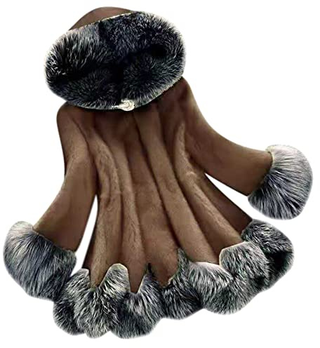 Giacca di pelliccia da donna invernale, giacca di peluche da donna con cappuccio, cappotto di pelliccia a maniche lunghe elegante e caldo cappotto di pelliccia da donna giacca in finta pelle cardigan