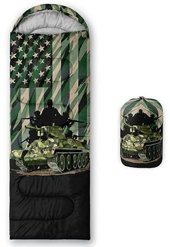 Datura home Kinder-Schlafsack für Jungen, Camouflage, Ameriaca-Flagge, leicht, warm, tragbar, für drinnen und draußen, wasserdicht, kältebeständig, für Camping, Wandern (Tarnmuster, 81,3 x 228,6 cm)
