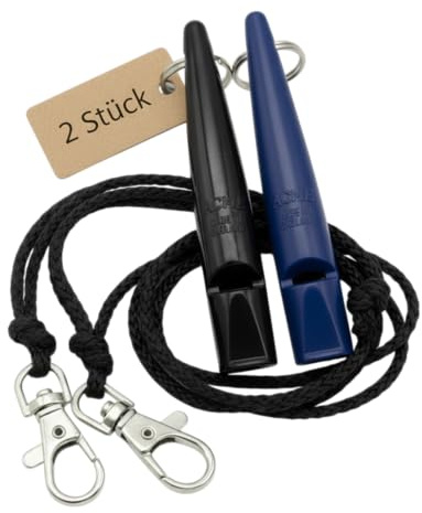 ACME Hundepfeife No. 211,5 mit Pfeifenband | Im Doppelpack | 2 Pfeifen inklusive 2 Bänder | Ideal für den Rückruf - Laut und weitreichend (Black + Baltic Blue)